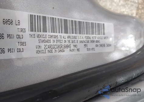 2016 Dodge Grand Caravan Sxt из США, поврежденный, VIN 2C4RDGCG0GR160845